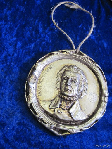 Барельеф, панно, плакетка Адам Мицкевич 1798-1855 11 см.