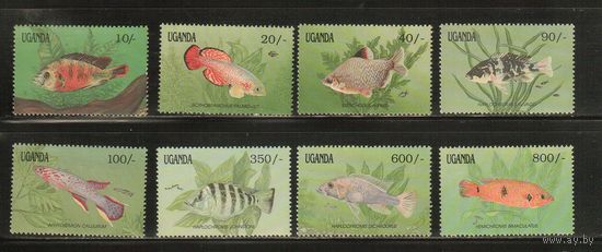 Уганда-1991(Мих.873-880) , ** ,  Морская фауна, Рыбы (полная серия)