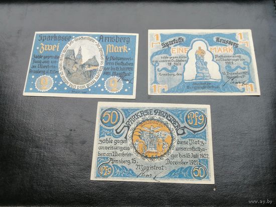 Германия нотгельд 2  1 марки 50 pf  1921 arnsberg