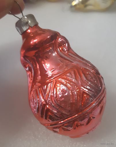 Игрушка ёлочная Амфора малиновая, стекло. СССР