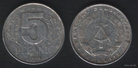 Германия ГДР _km9.1 5 пфенниг 1968 год (обращ(Al (_10