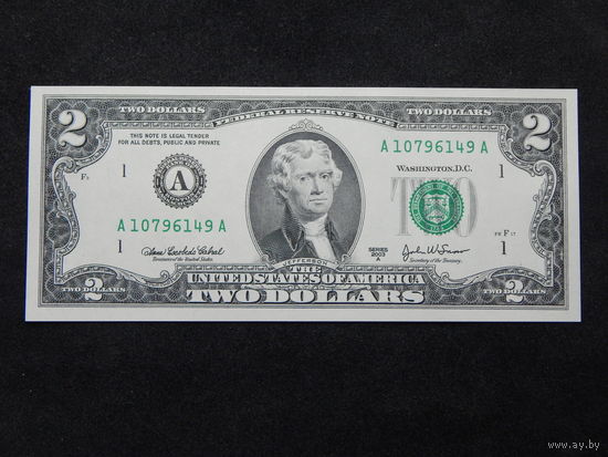 США 2 доллара 2003г.UNC (из пачки).