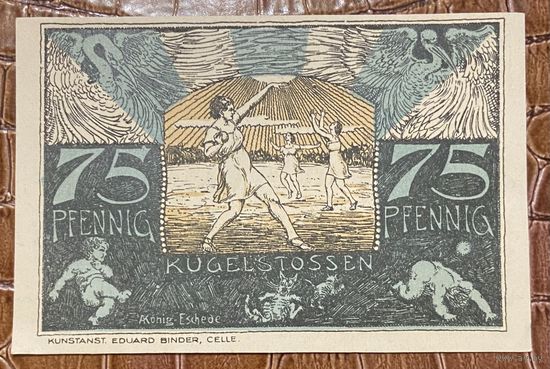 Нотгельд 75 пфеннигов 1921 год. Целле. Веймарская республика