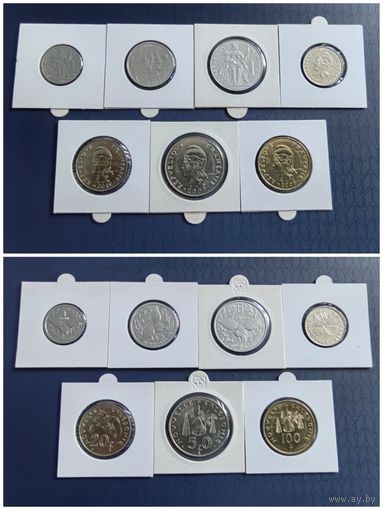 Распродажа !!! Новая Каледония 7 монет (1, 2, 5, 10, 20, 50,100 франков) 2008-2011 гг. UNC
