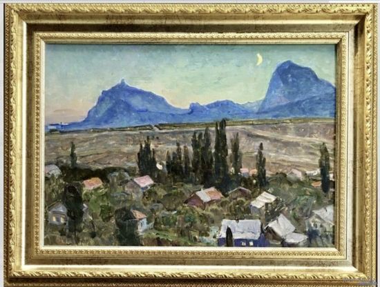 Козловский А.С.Засл.Худ;1976г."У подножия гор",1976 г.К/М.47,5х62 см.
