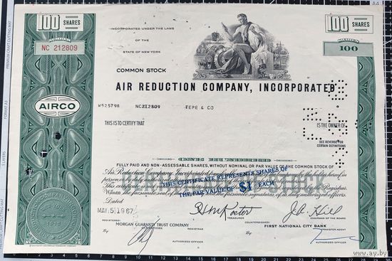Акция, Air Reduction Company Inc, 100 акций, 1967