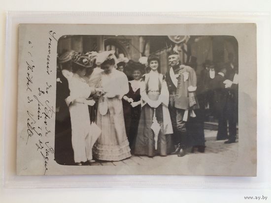 Два фото. Президент и маршалы Франции.  Фото и Открытка. 13 juillet 1919. M.Poincare. Le Marechal Joffre. Le Marechal Foch.