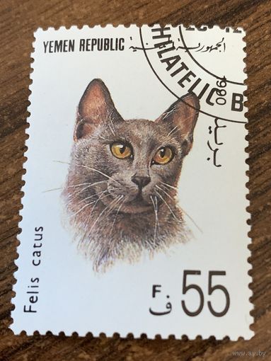 Йемен 1990. Домашние кошки. Марка из серии