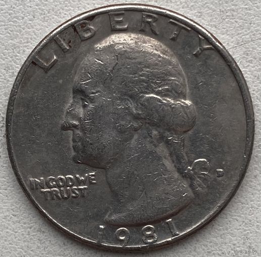 США 25 центов (квотер) 1981 г. D