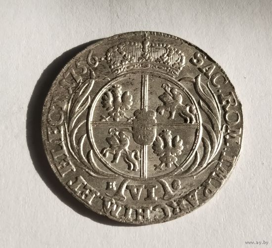6 грошей 1756 ЕС Август III Саксонский (толстый) Люстр
