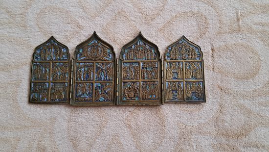 Складень меднолитой Двунадесятые Праздники.