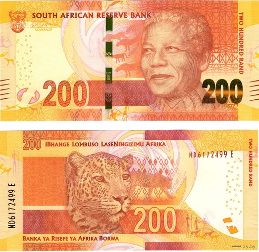 ЮАР 200 раундов образца 2013-2016 года UNC p142b серия ND