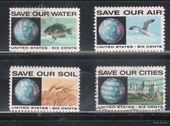 США-1970, (Мих.1012-1015), **/ гаш. , Экология, Фауна, Флора (полная серия)