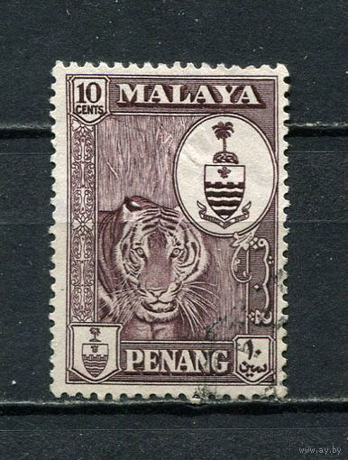 Малайские штаты - Пинанг - 1960 - Герб и тигр 10С - [Mi.60] - 1 марка. Гашеная.  (Лот 65FC)-T25P11