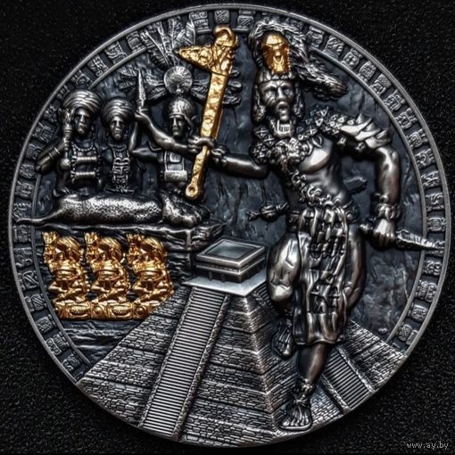 Ниуэ 5 долларов, 2020. Серебро999 2я в серии"Древние воины-Воин Майя-Холькан"