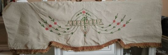 Старинный ламбрекен с вышивкой белошвейкой