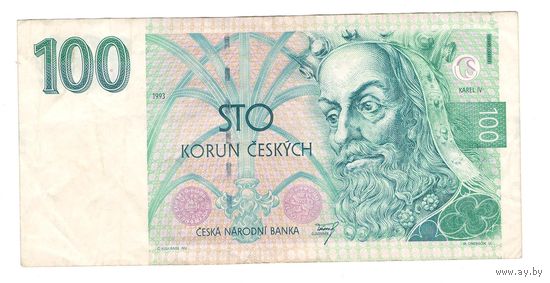 Чехия 100 крон 1993 года. Состояние VF+