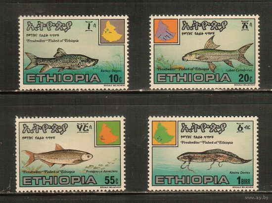 Эфиопия-1985(Мих.1204-1207) , ** ,  Морская фауна, Рыбы ,(полная серия)