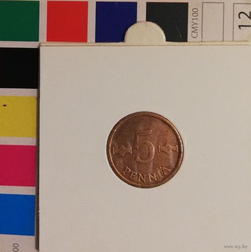Финляндия 5 пенни 1972 в холдере