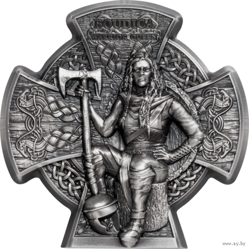 RARE Остров Мэн 5 фунтов 2020г. "Женщины-воины: Боудика". Монета в подарочном футляре; сертификат; коробка. СЕРЕБРО 93,30гр.(3 oz).