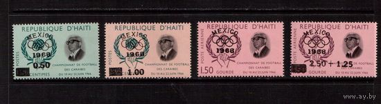 Гаити-1968 (Мих.931-934) * (след от накл.)  , Спорт,  футбол, ОИ-1968