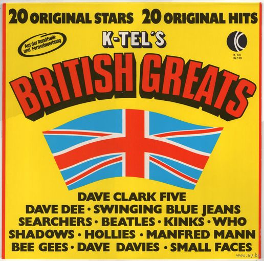 LP K-Tel's British Greats (The Beatles, The Who, The Kinks, The Shadows, The Hollies, The Bee Gees, Manfred Mann, Dave Clark Five, Mungo Jerry, Cliff Richard, Peter & Gordon і іншыя)