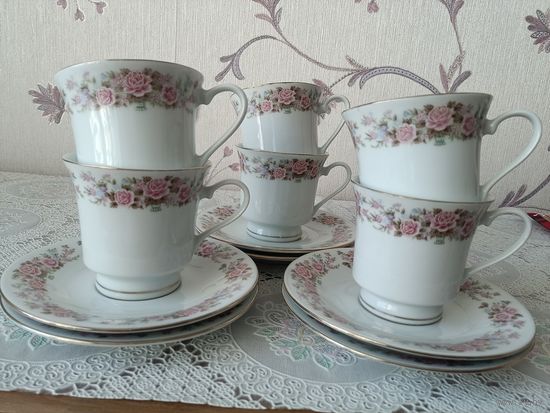Чайные пары фарфор 6 штук одним лотом