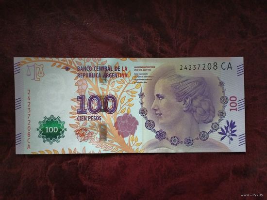 100 песо Аргентина 2017 г. Эвита Перон.