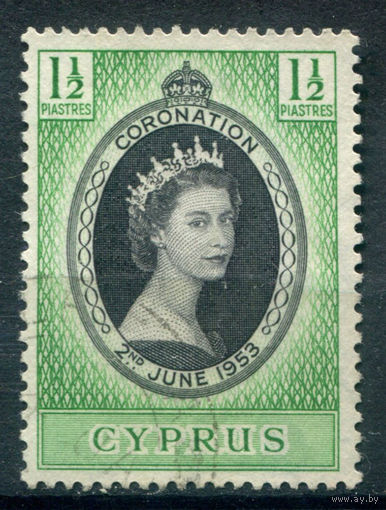 Британские колонии - Кипр - 1953г. - коронация королевы Елизаветы II - 1 марка - полная серия, гашёная [Mi 163]. #4-B6-128-A-1