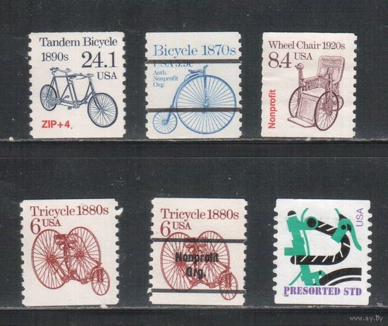 США-1982- , ** , Транспорт, Велосипеды, 6 марок