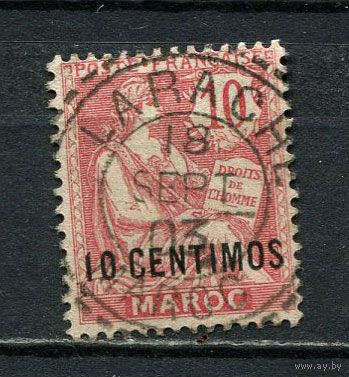 Французская почта в Марокко - 1902 - Аллегория с надпечаткой 10 CENTIMOS - [Mi.12] - 1 марка. Гашеная.  (Лот 27HY)-TG3P47