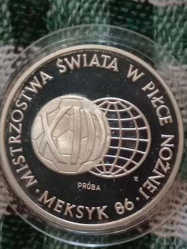Польша 1000 злотых 1986 футбол  серебро проба