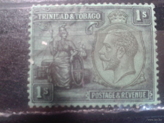 Тринидад и Тобаго, колония Англии, 1922. Король Георг V и сидящая Британия