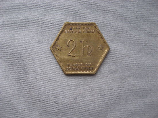 Бельгийское Конго 2 франка 1943 год Колония Бельгии (1909-1949) Леопольд III