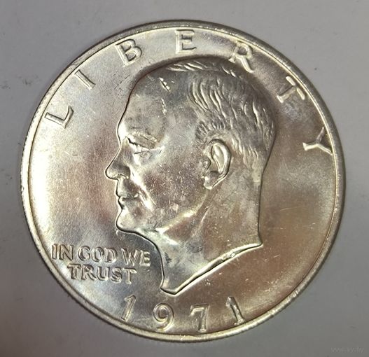 С рубля без мц! 1 доллар 1971 США Эйзенхауэр серебро ярчайшая!