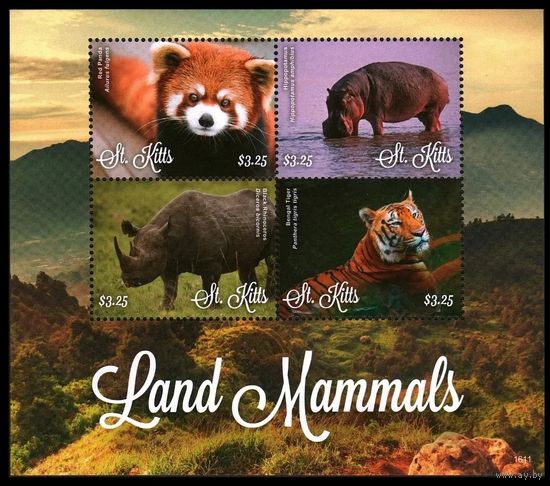 2016 Сент-Китс 1579-1582KL Фауна - Тигр, Носороги 12,00 евро