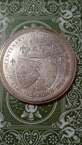 Остров Мэн 1 крона 1984 500 лет геральдической палате