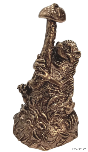 Колокольчик Ёжик с грибом Бронза