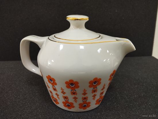 Чайник (кофейник фарфоровый) оранжевые Цветы. Холлохази, Венгрия