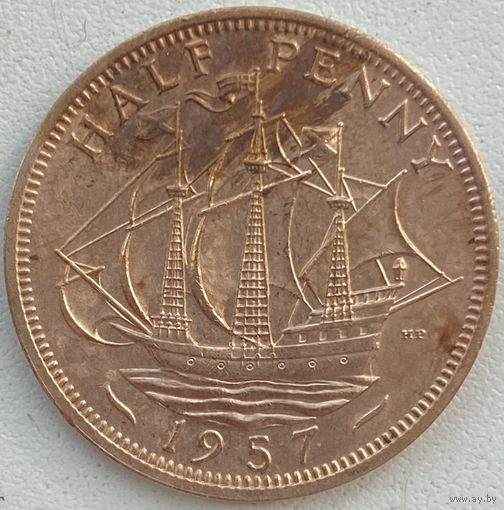 Великобритания 1/2 пенни 1957 г.