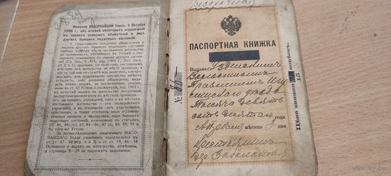 Паспорт  1910г. Узденской волости.