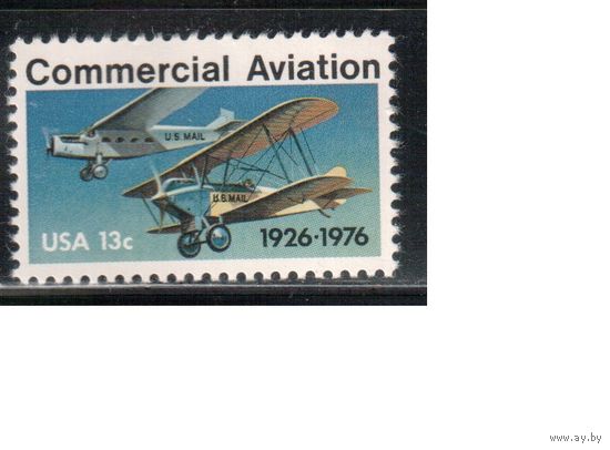США-1976, (Мих.1254) , ** , Авиация, Самолеты (одиночка)