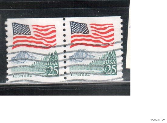 США-1988, (Мих.1978),  гаш., Стандарт, Флаг (одиночка), пара