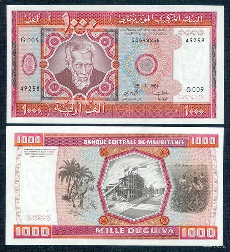 Мавритания 1000 угий 1981 год, UNC