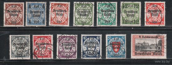 Германия-1939,(Мих.716-728) гаш. , Стандарт, Надп на марках Данцига, 13 марок