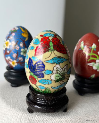 Статуэтка Яйцо Клуазоне клуазонне Перегородчатая эмаль с подставкой 6,5 х 4,5см