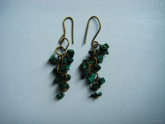 Серёжки из СССР. МАЛАХИТ.