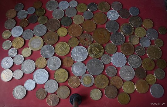 100 монет со всего мира без повторов без РФ, Украины. C рубля.