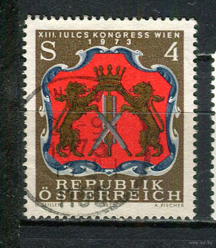 Австрия - 1973 - Герб. Международный союз технологов кожевенного производства - [Mi. 1422] - полная серия - 1 марка. Гашеная.  (Лот 11HU)-TG3P19