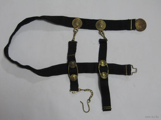 Перевязь. Ремень парадный офицерский ВМФ с подвесами для кортика. Черный. Полный комплект. Состояние. СССР.